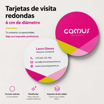 Tarjetas de visita redonda 6 cm