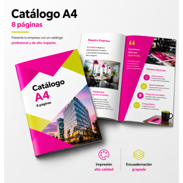 Catálogos A4 de 8 páginas grapados | Impresión profesional